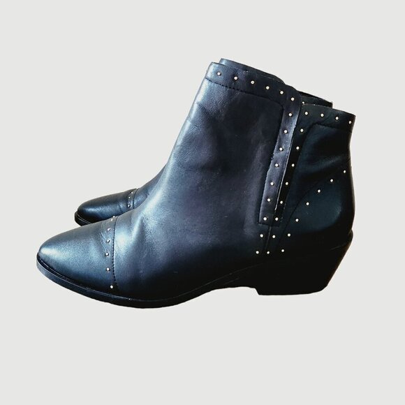 Joie Jacobean Studded Smooth Grain Black Leather Western Ankle Boots Sz. 38 - Picture 2 of 6